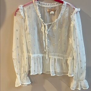 BOG Collective White Sheer Blouse
